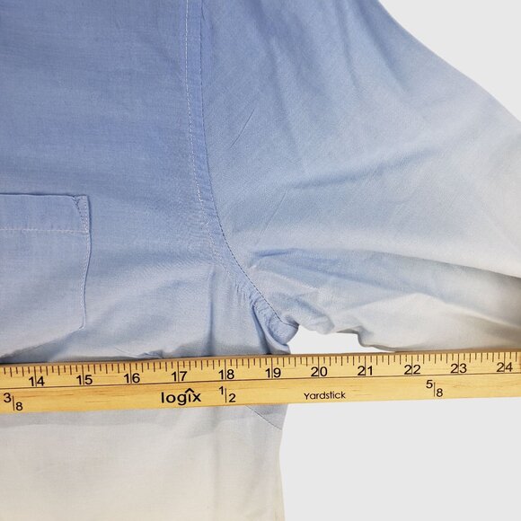 ST. Johns Bay Womens Gradient Blue To White Button-Up Long Sleeve Shirt Petite L - Picture 5 of 11